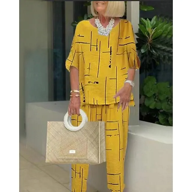 Women's Bolero Top Printing Daily Black Yellow Red Print Half Sleeve Fashion Crew Neck Loose Fit Summer