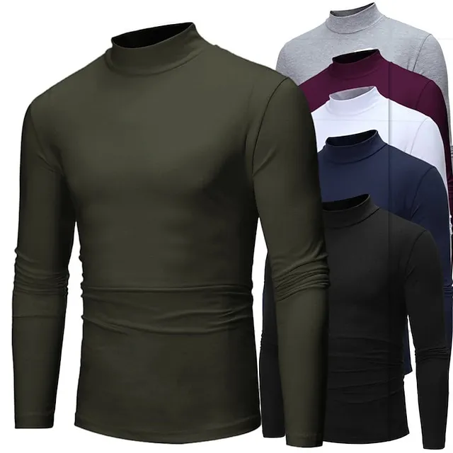 Men's Tee Long Sleeve Shirt Turtleneck Going out Long Sleeve Clothing Apparel