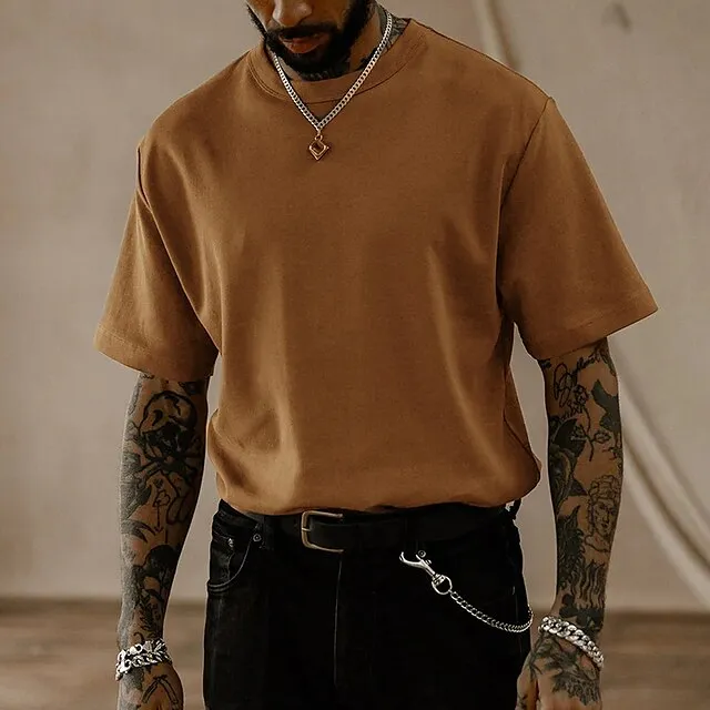 Men's T shirt Tee Cool Shirt Oversized Shirt Tee Top Plain Crew Neck Outdoor Sport Short Sleeve Clothing Apparel 100% Cotton Streetwear Designer Casual Daily