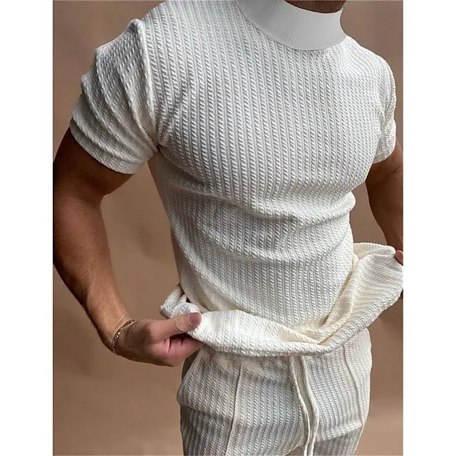 Men's T shirt Tee Tee Top Plain Pit Strip Crew Neck Street Vacation Short Sleeves Clothing Apparel Fashion Designer Basic