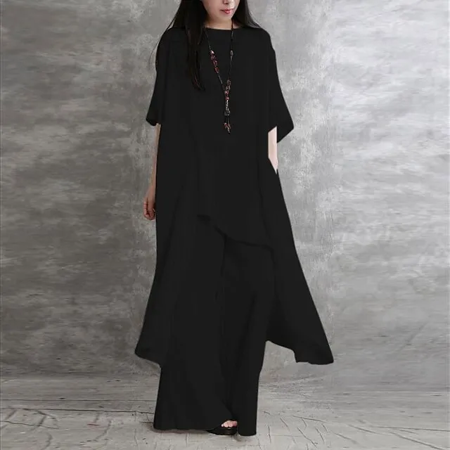 Women's Shirt Pants Sets Solid Color Casual Daily Black White Wine Long Sleeve Fashion Round Neck Regular Fit Spring & Summer