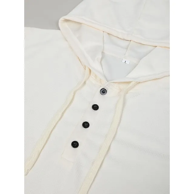 Men's T shirt Tee Waffle Shirt Tee Top Long Sleeve Shirt Plain Hooded Street Vacation Long Sleeve Clothing Apparel Fashion Designer Basic